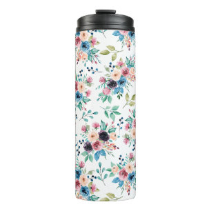 Colourful spring flowers pattern thermal tumbler