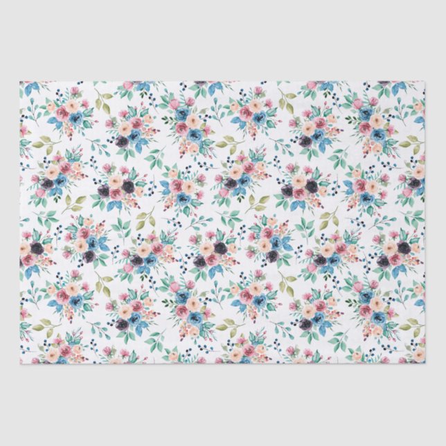 Colourful spring flowers pattern tissue paper (Front)