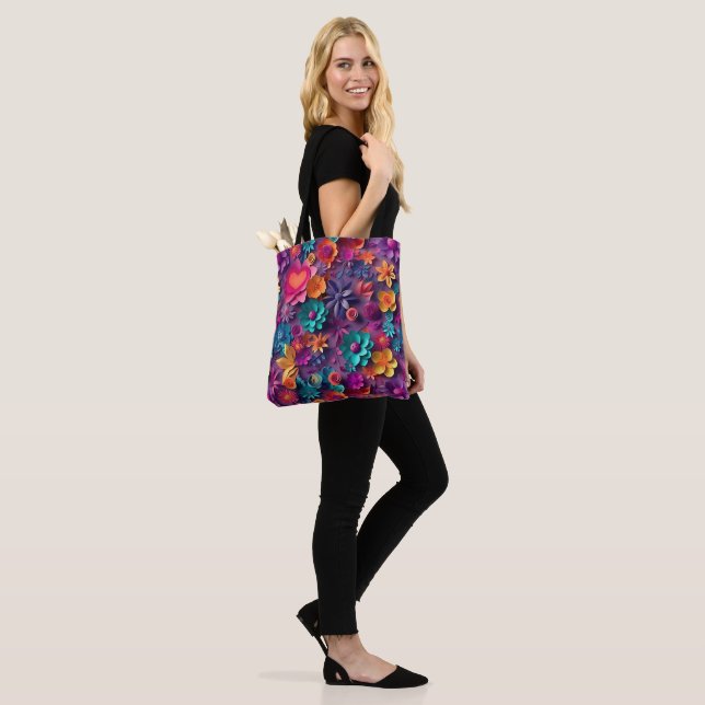 Colourful Spring Flowers Pattern Tote Bag (On Model)