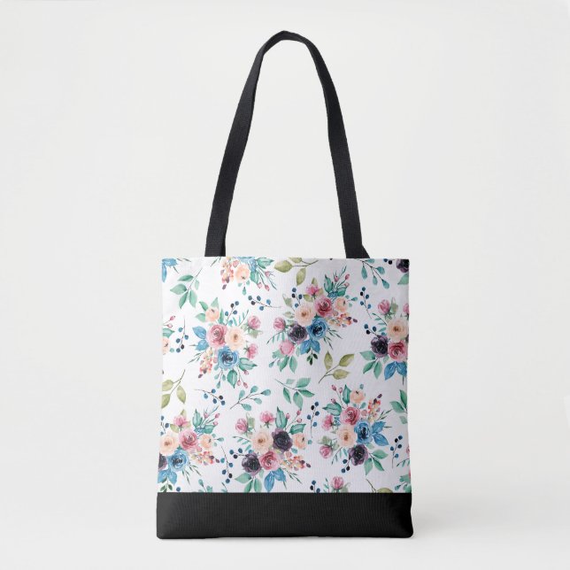 Colourful spring flowers Pattern Tote Bag (Front)
