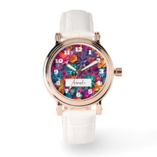 Colourful Spring Flowers Pattern Watch