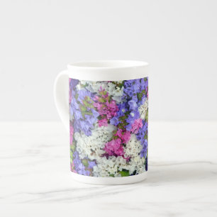 Colourful spring flowers print bone china mug