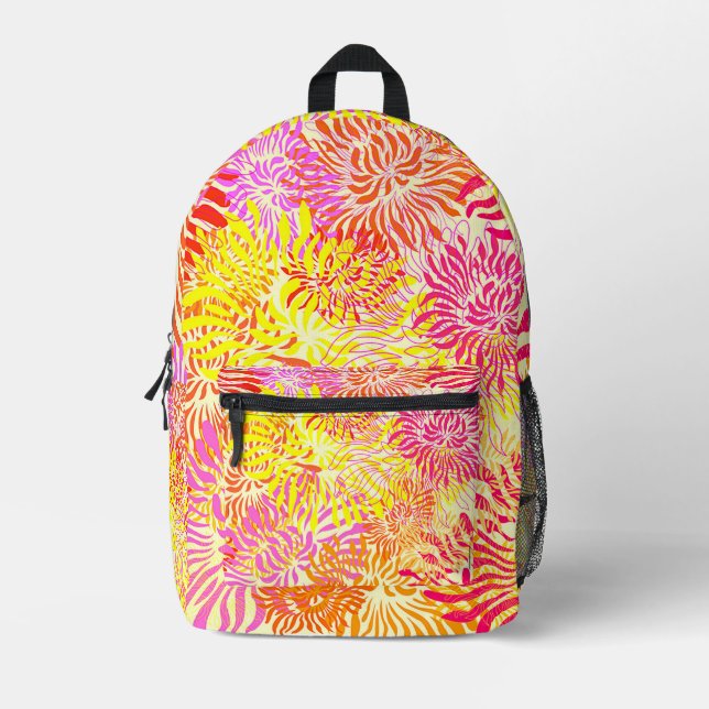 Colourful Spring Flowers Printed Backpack (Front)