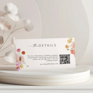 Colourful Spring Flowers QR Code Details Wedding Enclosure Card