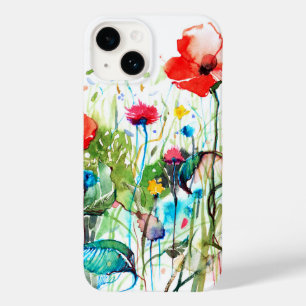 Colourful Spring Flowers & Red Poppy's Watercolors Case-Mate iPhone 14 Case