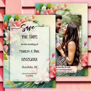 Colourful Spring Flowers Retro Photo Save the Date