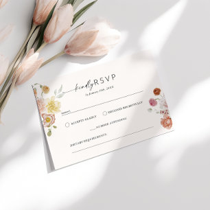  Colourful Spring Flowers RSVP Wedding Response Enclosure Card