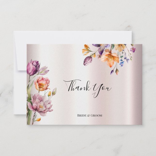 Colourful Spring Flowers Thank You Card (Front)