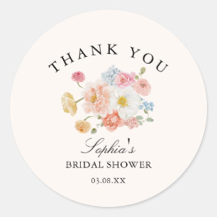 Colourful Spring Flowers Thank You Classic Round Sticker
