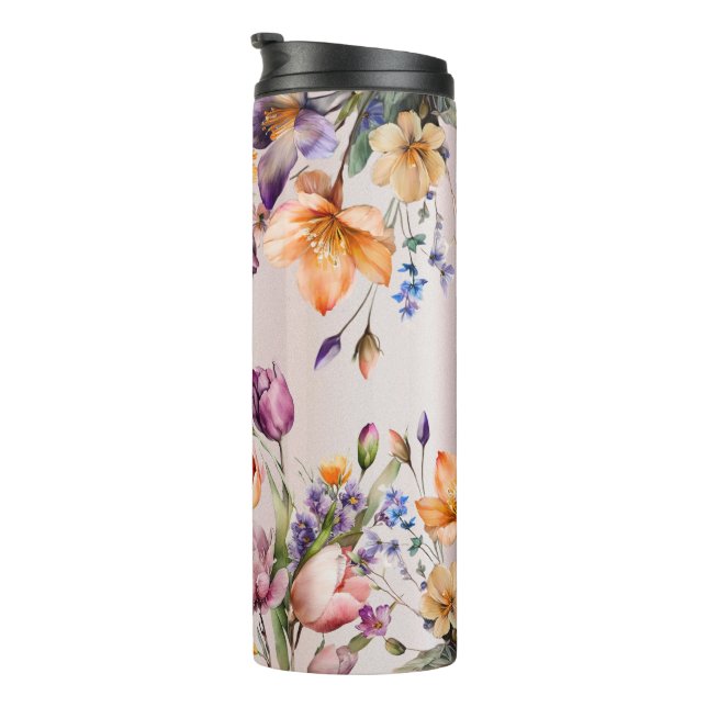 Colourful Spring Flowers Thermal Tumbler (Rotated Right)