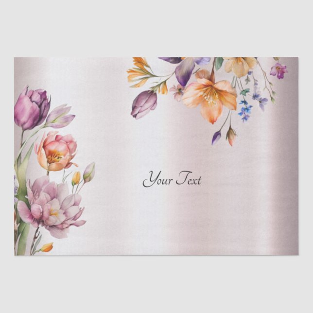 Colourful Spring Flowers Tissue Paper (Front)
