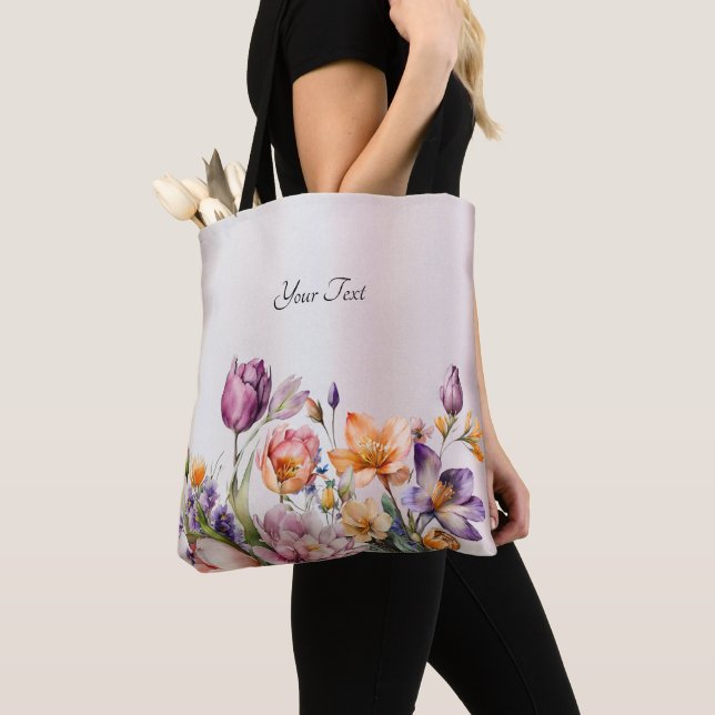Colourful Spring Flowers Tote Bag (Close Up)