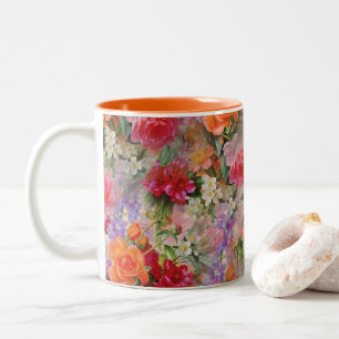 Colourful Spring Flowers Two-Tone Coffee Mug