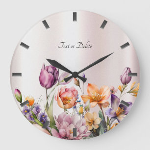 Colourful Spring Flowers Wall Clock