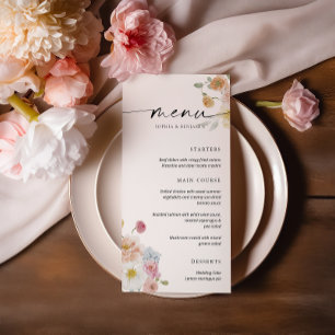 Colourful Spring Flowers Wedding Flat Menu