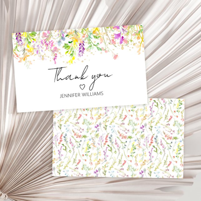 Colourful spring flowers wildflowers thank you car enclosure card (Creator Uploaded)