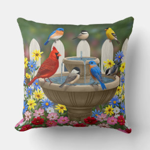 Colourful Spring Garden Bird Bath Cushion