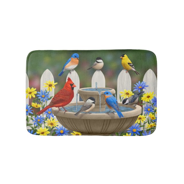 Colourful Spring Garden Bird Bath Mat (Front)