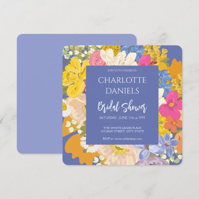 Colourful Spring Garden Bouquet Bridal Shower Invitation (Front/Back)