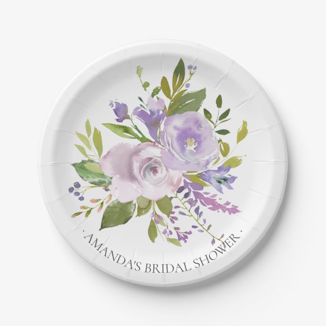 Colourful Spring Lavender Flowers Shower 7" Plate (Front)