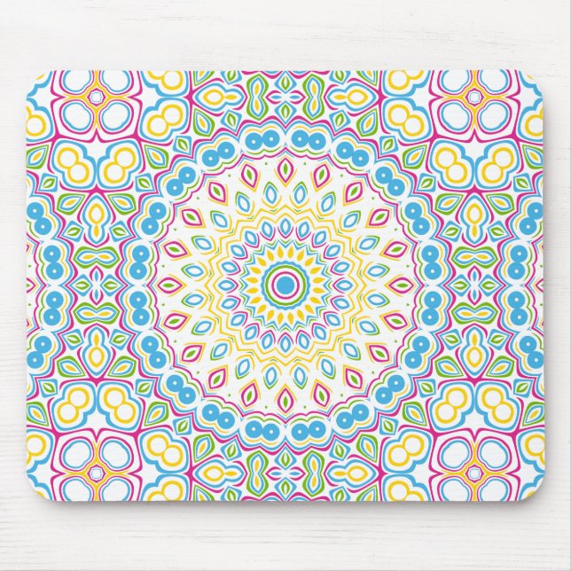 Colourful Spring Mandala Medallion Mouse Mat (Front)