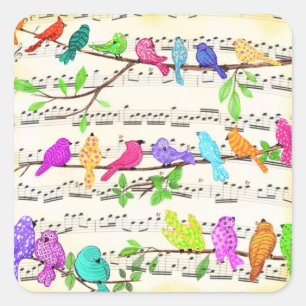 Colourful Spring Musical Bird Sticker