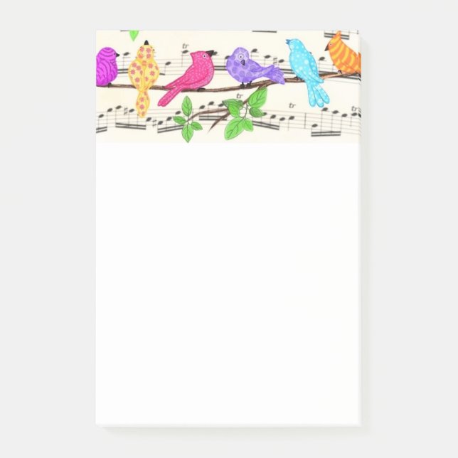 Colourful Spring Musical Birds Post-it® Notes (Front)