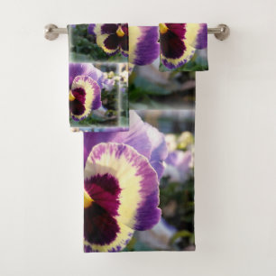 colourful spring Pansy Bath Towel Set