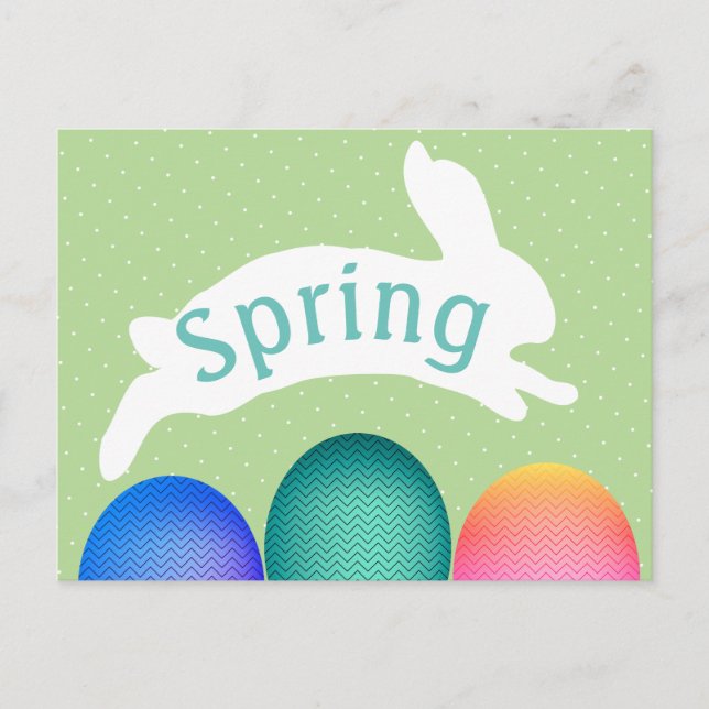 Colourful Spring Rabbit Easter Holiday Postcard (Front)