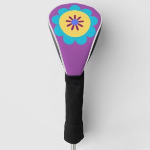 Colourful Spring Retro Doodle Flower Golf Head Cover