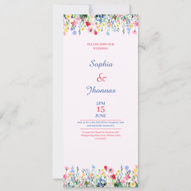 colourful spring season wedding invitation (Front)