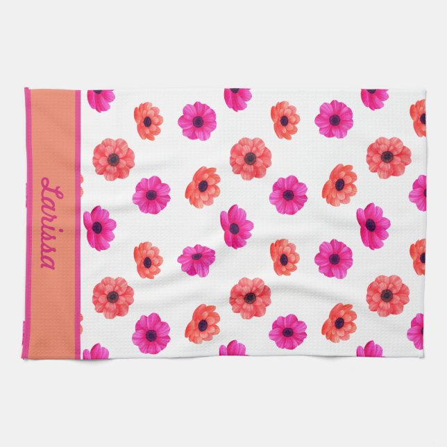  Colourful Spring Tropical Flowers Pattern Name  Tea Towel (Horizontal)