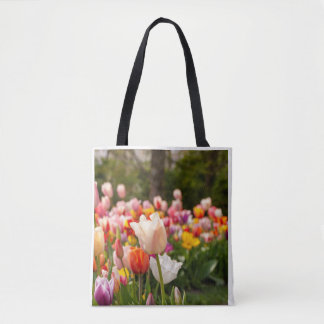 Colourful Spring Tulip Garden Nature Photography Tote Bag