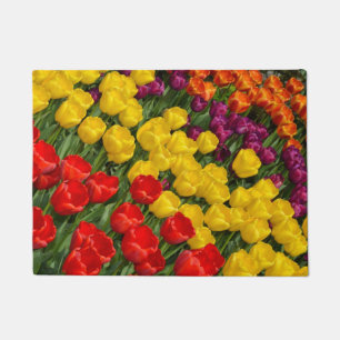 Colourful spring tulips doormat