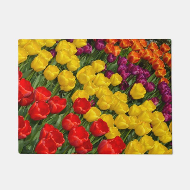 Colourful spring tulips doormat (Front)