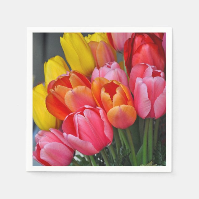 Colourful spring tulips napkin (Front)