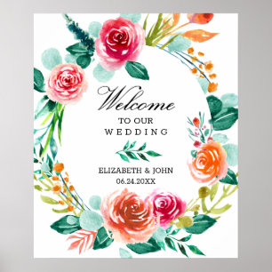 Colourful Spring Vibes Wedding Welcome Sign