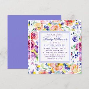 Colourful Spring Watercolor Baby Shower Invitation