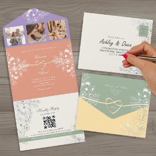 Colourful Spring Wedding All In One Invitation