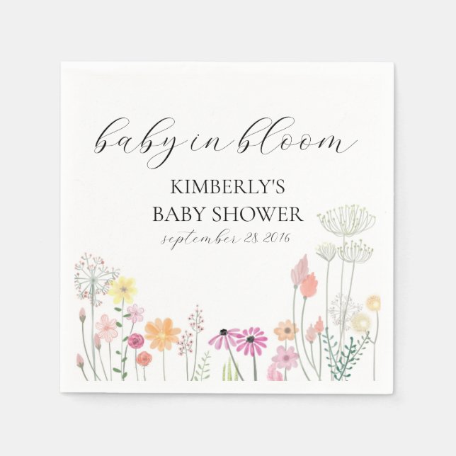 Colourful Spring Wildflower baby shower Napkin (Front)