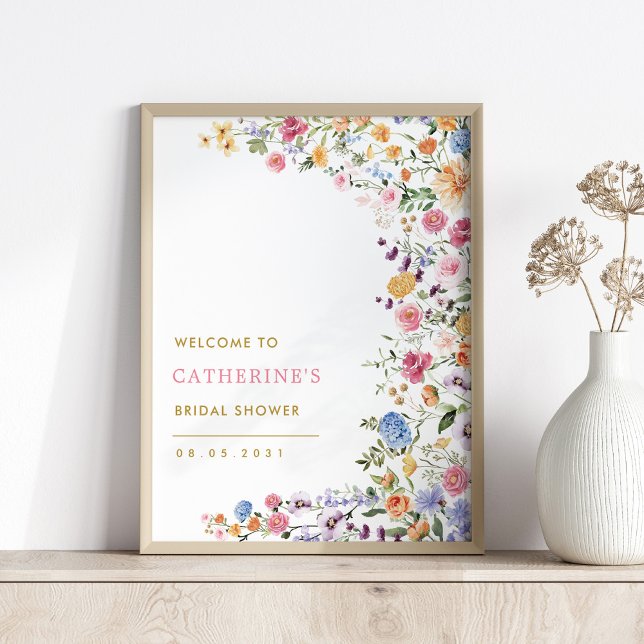 Colourful Spring Wildflower Bridal Shower Welcome Poster (Creator Uploaded)