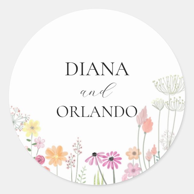 Colourful Spring Wildflower Classic Round Sticker (Front)