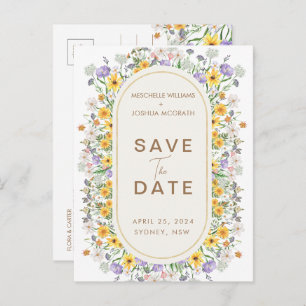 Colourful Spring Wildflower Garden Save the Date Announcement Postcard