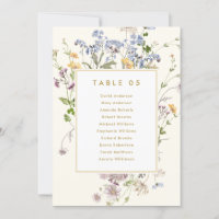 Colourful Spring Wildflower Gold Seating Chart car