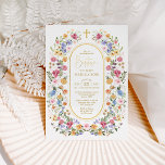 Colourful Spring Wildflower Meadow Baptism Invitation<br><div class="desc">Impress your guests with this classy baptism invite. The cheerful design features colourful watercolor wildflowers mixed with lush greenery foliage. Use the text fields to personalise the card with your own wording and details. If you want to change the font style, colour or text placement, simply click the "Customise Further"...</div>