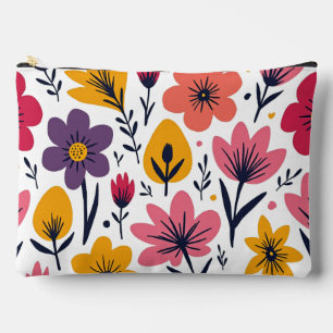 Colourful Spring Wildflower Meadow Botanical Accessory Pouch