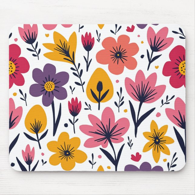 Colourful Spring Wildflower Meadow Botanical Mouse Mat (Front)
