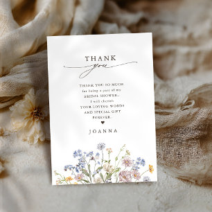 Colourful Spring Wildflower Meadow  Bridal Shower Thank You Card