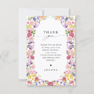 Colourful Spring Wildflower Meadow  Bridal Shower Thank You Card