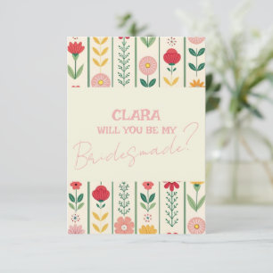 Colourful Spring Wildflower Meadow Garde Bridesmad Invitation